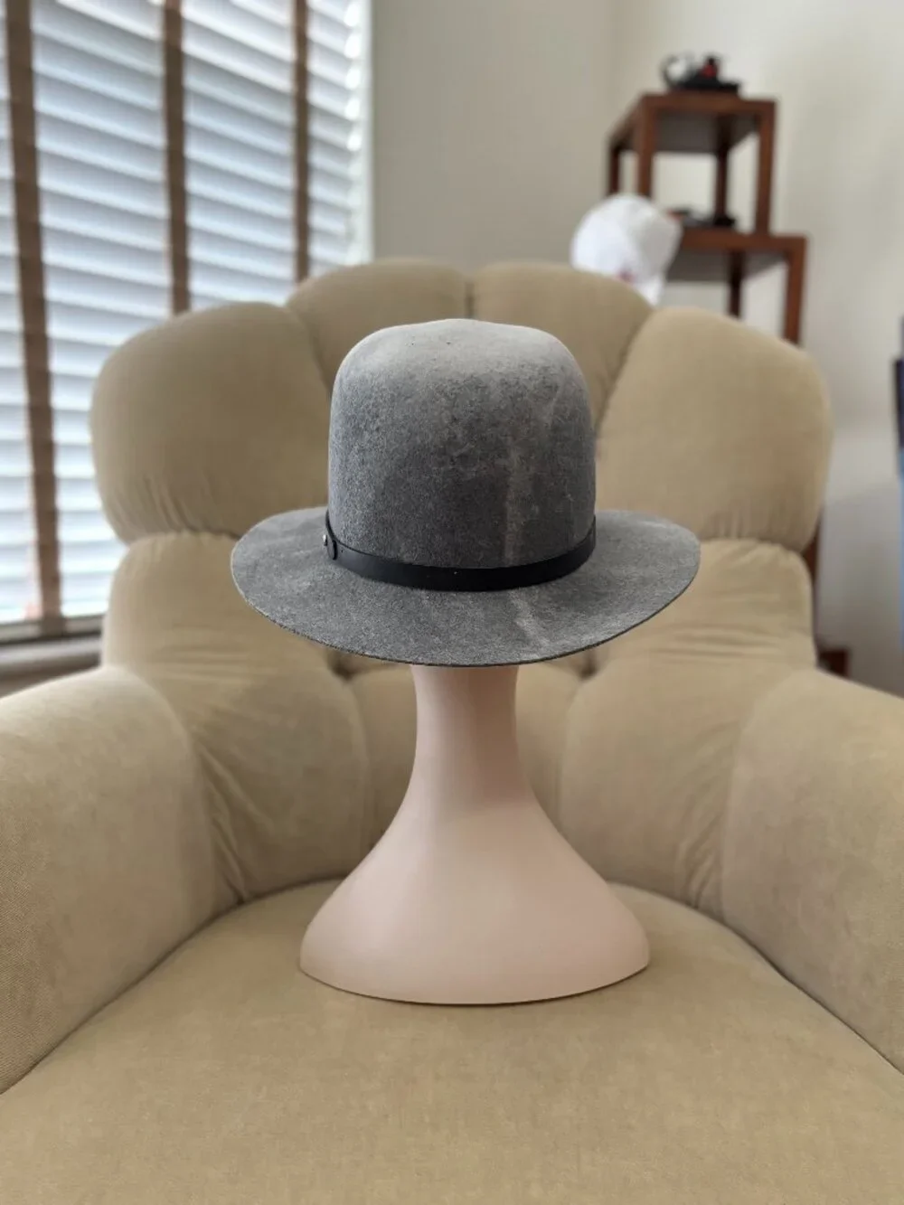 Auth RAG & BONE Iconic Woman's Slate Gray Wool Brim Fedora Hat